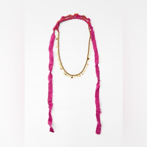 NWT. Zara Golden Combination Long Necklace. - Picture 1 of 9